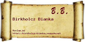 Birkholcz Bianka névjegykártya